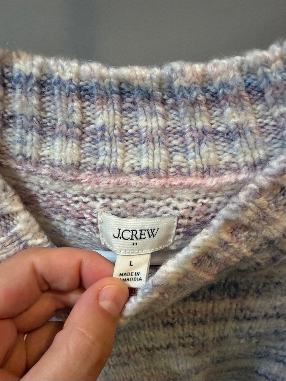 J. Crew Pastel Multi-Stripe Crewneck Sweater